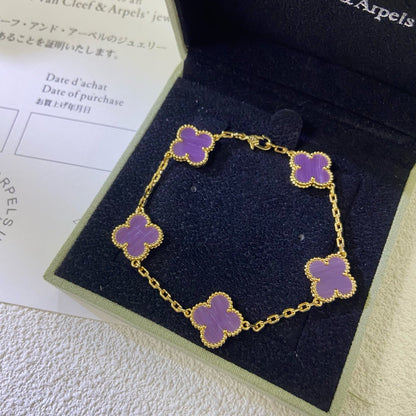 [Windsor Jewelry]CLOVER  5 MOTIFS  PURPLE VIOLET BRACELET