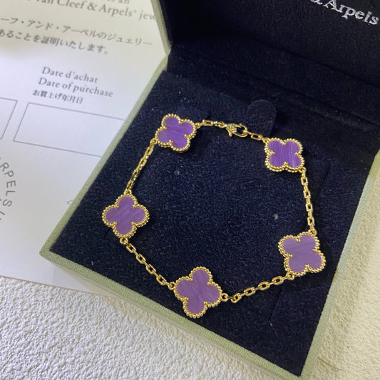 [Windsor Jewelry]CLOVER  5 MOTIFS  PURPLE VIOLET BRACELET