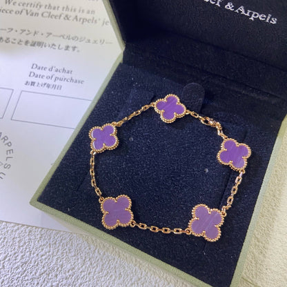 [Windsor Jewelry]CLOVER  5 MOTIFS  PURPLE VIOLET BRACELET