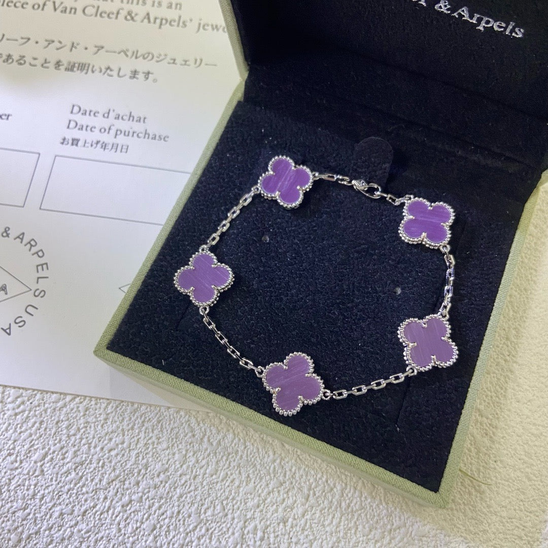[Windsor Jewelry]CLOVER  5 MOTIFS  PURPLE VIOLET BRACELET