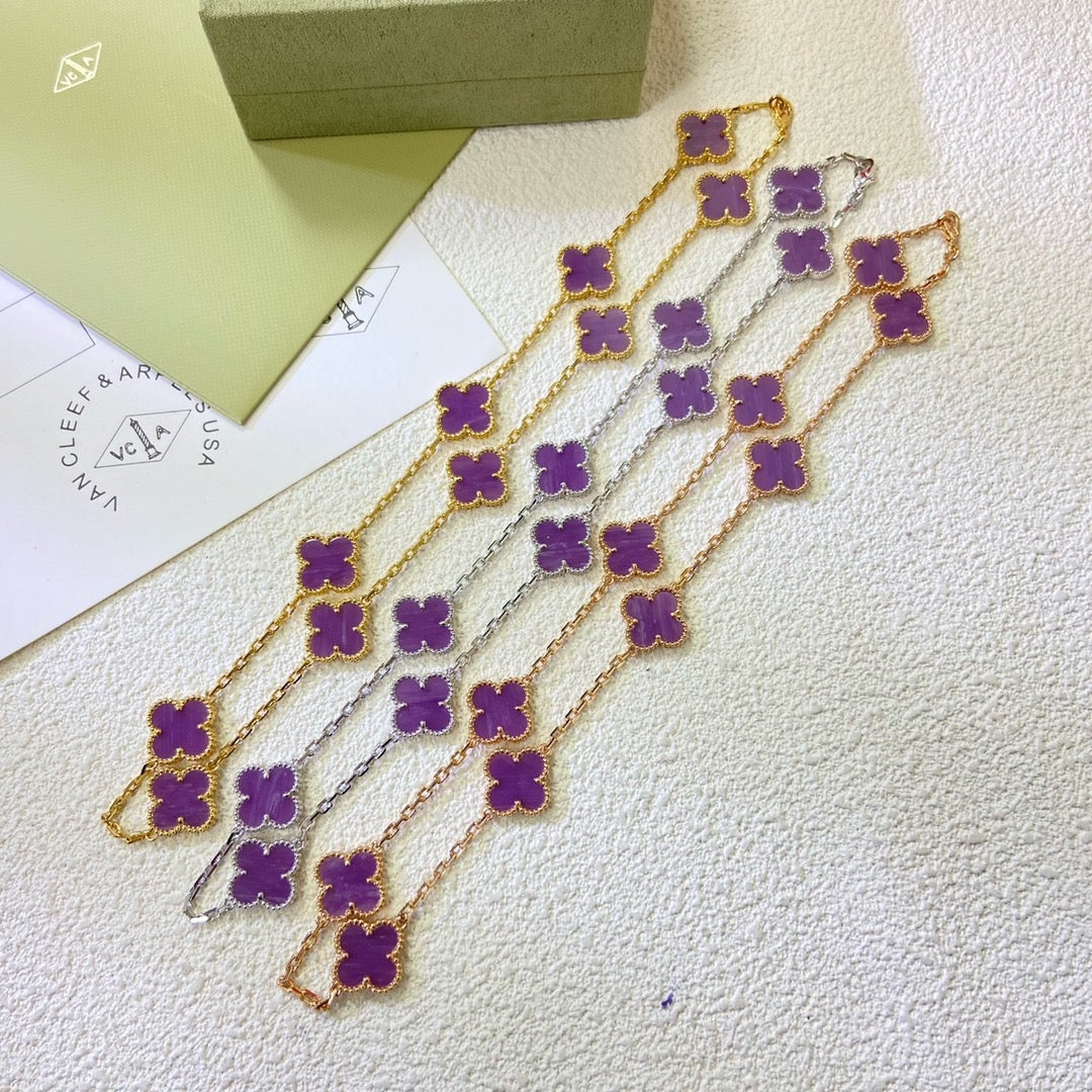 [Windsor Jewelry]CLOVER 10 MOTIFS  PURPLE VIOLET  NECKLACE