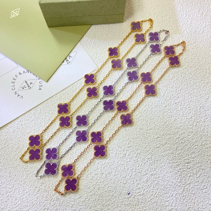 [Windsor Jewelry]CLOVER 10 MOTIFS  PURPLE VIOLET  NECKLACE