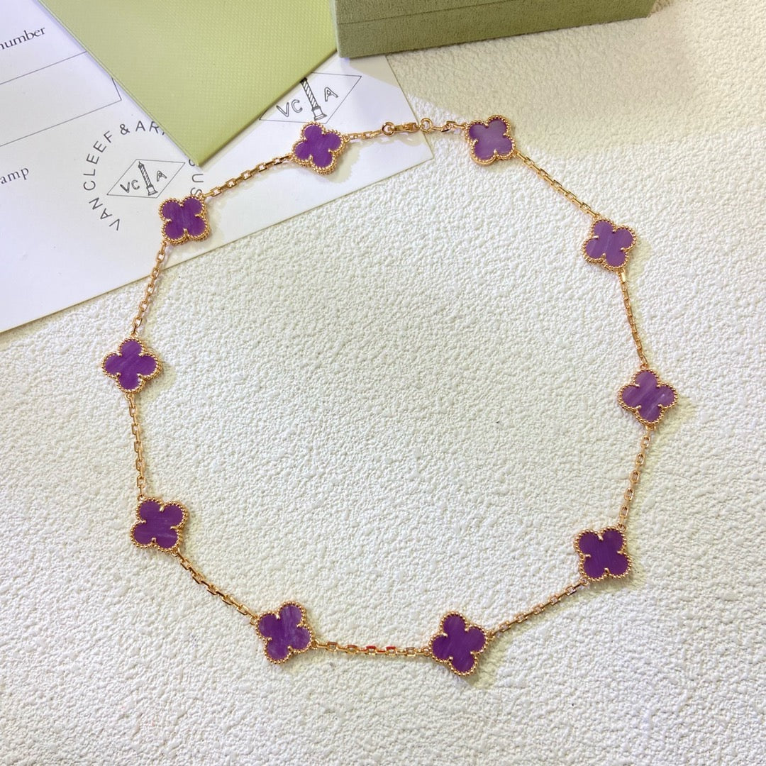 [Windsor Jewelry]CLOVER 10 MOTIFS  PURPLE VIOLET  NECKLACE