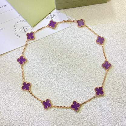 [Windsor Jewelry]CLOVER 10 MOTIFS  PURPLE VIOLET  NECKLACE