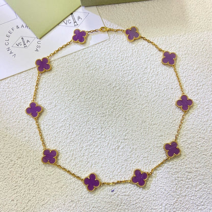 [Windsor Jewelry]CLOVER 10 MOTIFS  PURPLE VIOLET  NECKLACE