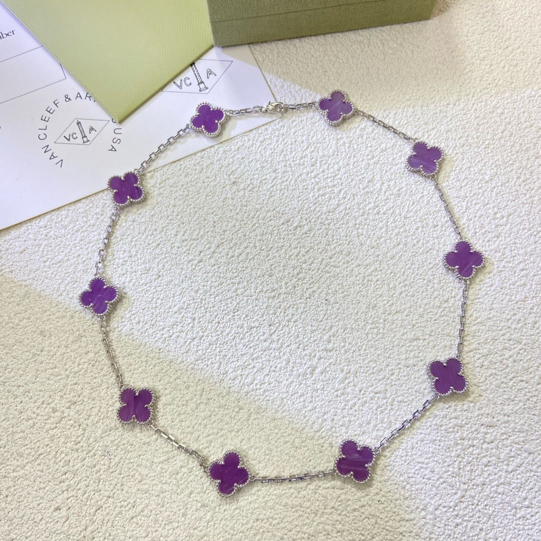[Windsor Jewelry]CLOVER 10 MOTIFS  PURPLE VIOLET  NECKLACE
