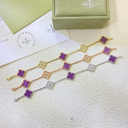 [Windsor Jewelry]CLOVER  5 MOTIFS  PURPLE VIOLET DIAMOND BRACELET