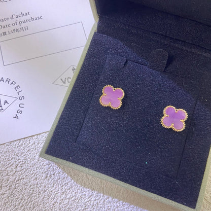 [Windsor Jewelry]CLOVER MINI 9.5MM  PURPLE VIOLET EARRINGS