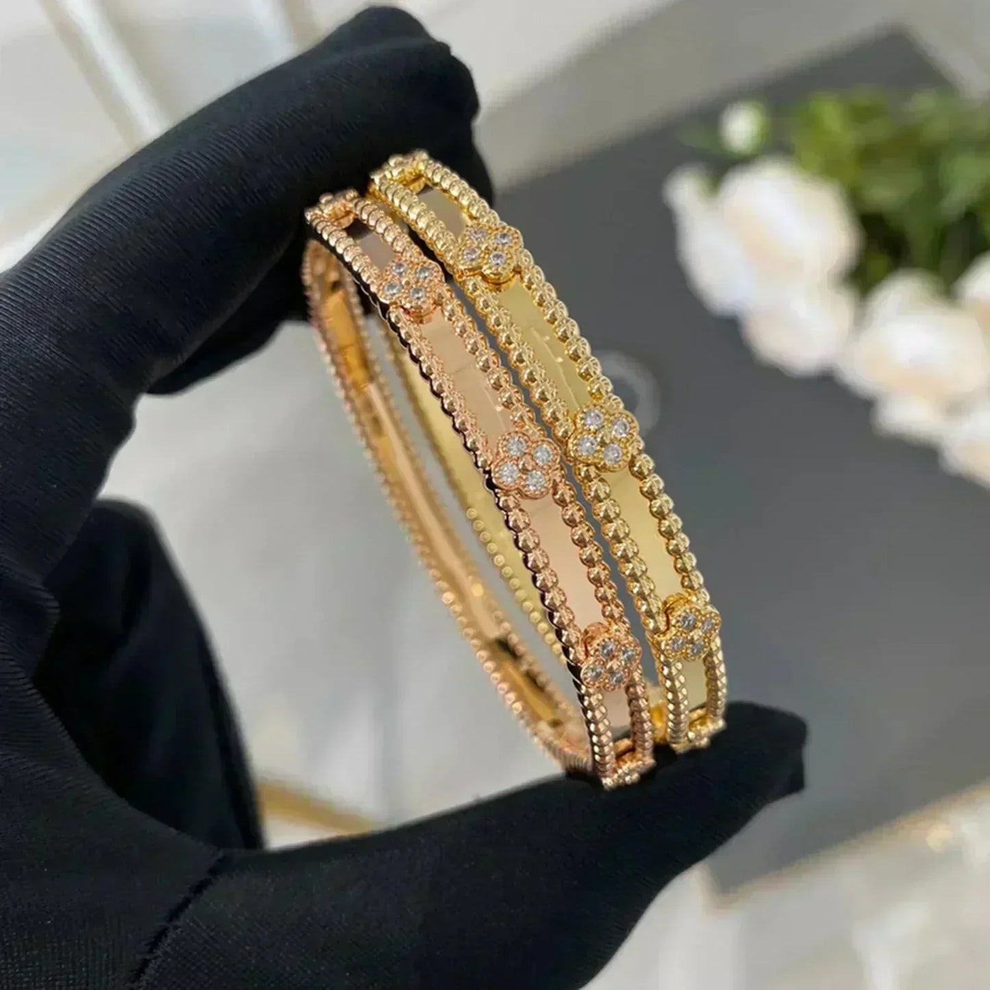 [Windsor Jewelry]CLOVER BRACELET 4MM DIAMONDS