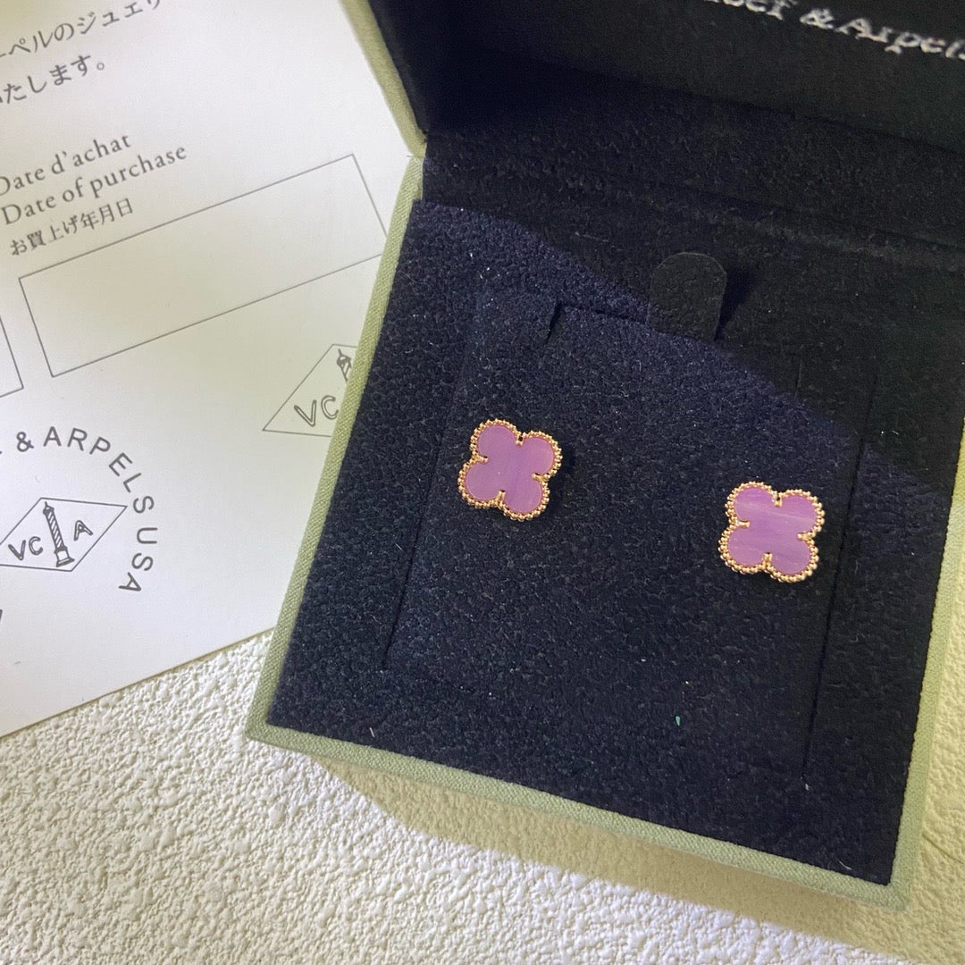 [Windsor Jewelry]CLOVER MINI 9.5MM  PURPLE VIOLET EARRINGS