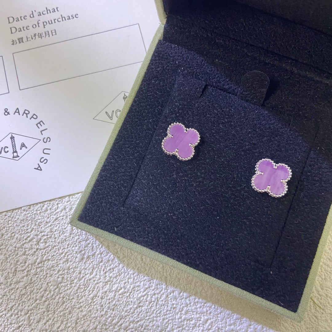 [Windsor Jewelry]CLOVER MINI 9.5MM  PURPLE VIOLET EARRINGS
