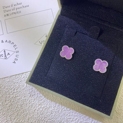 [Windsor Jewelry]CLOVER MINI 9.5MM  PURPLE VIOLET EARRINGS