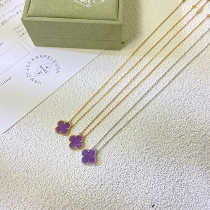 [Windsor Jewelry]CLOVER 15MM  PURPLE VIOLET NECKLACE