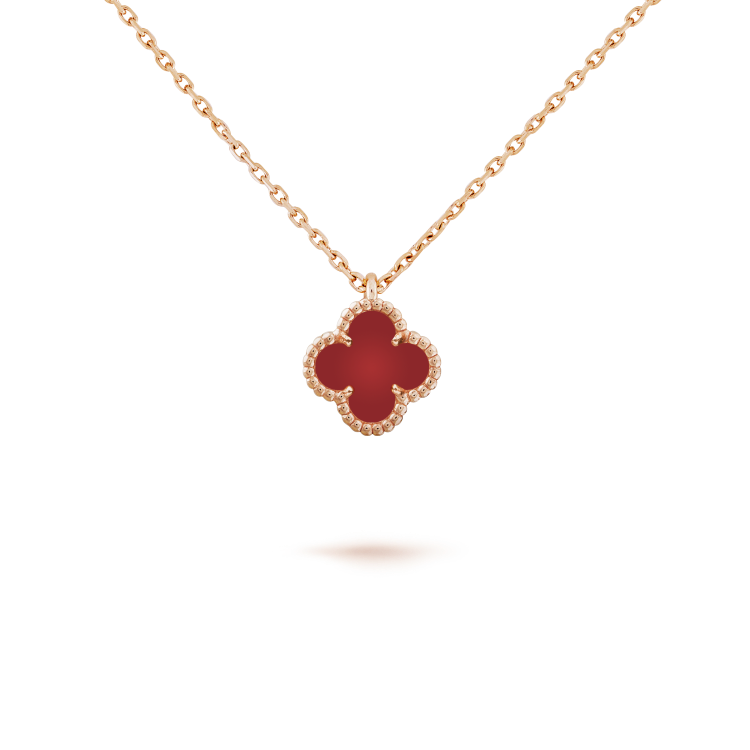 [Windsor Jewelry]CLOVER MINI 9.5MM WHITE CARNELIANS NECKLACE