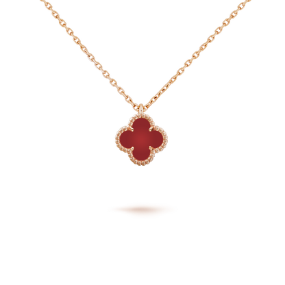 [Windsor Jewelry]CLOVER MINI 9.5MM WHITE CARNELIANS NECKLACE