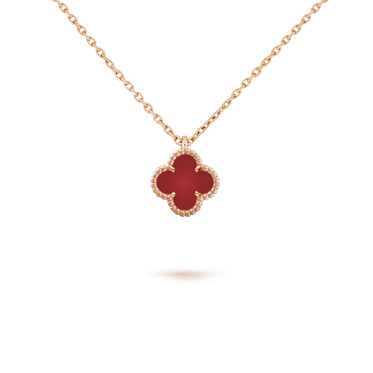 [Windsor Jewelry]CLOVER MINI 9.5MM WHITE CARNELIANS NECKLACE