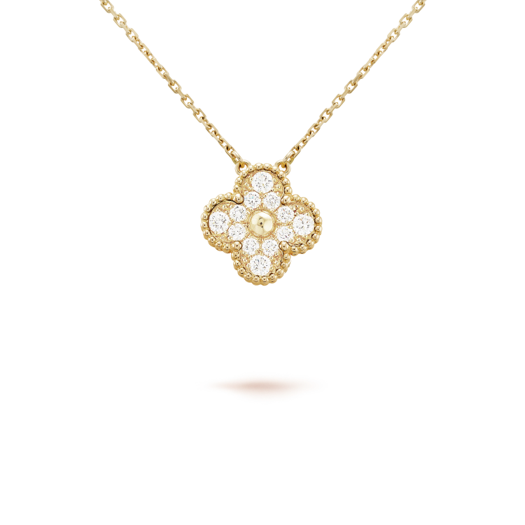[Windsor Jewelry]CLOVER 15MM DIAMOND SINGLE FLOWER NECKLACE