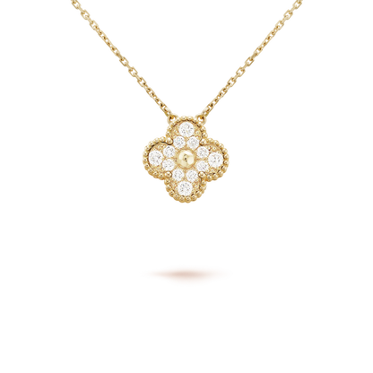 [Windsor Jewelry]CLOVER 15MM DIAMOND SINGLE FLOWER NECKLACE