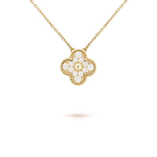 [Windsor Jewelry]CLOVER 15MM DIAMOND SINGLE FLOWER NECKLACE