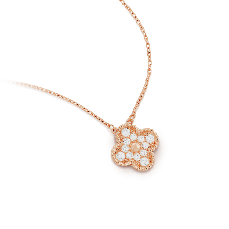 [Windsor Jewelry]CLOVER 15MM DIAMOND SINGLE FLOWER NECKLACE