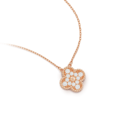 [Windsor Jewelry]CLOVER 15MM DIAMOND SINGLE FLOWER NECKLACE