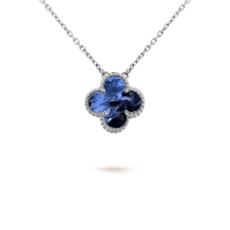 [Windsor Jewelry]CLOVER 15MM PIETERSITE NECKLACE SILVER