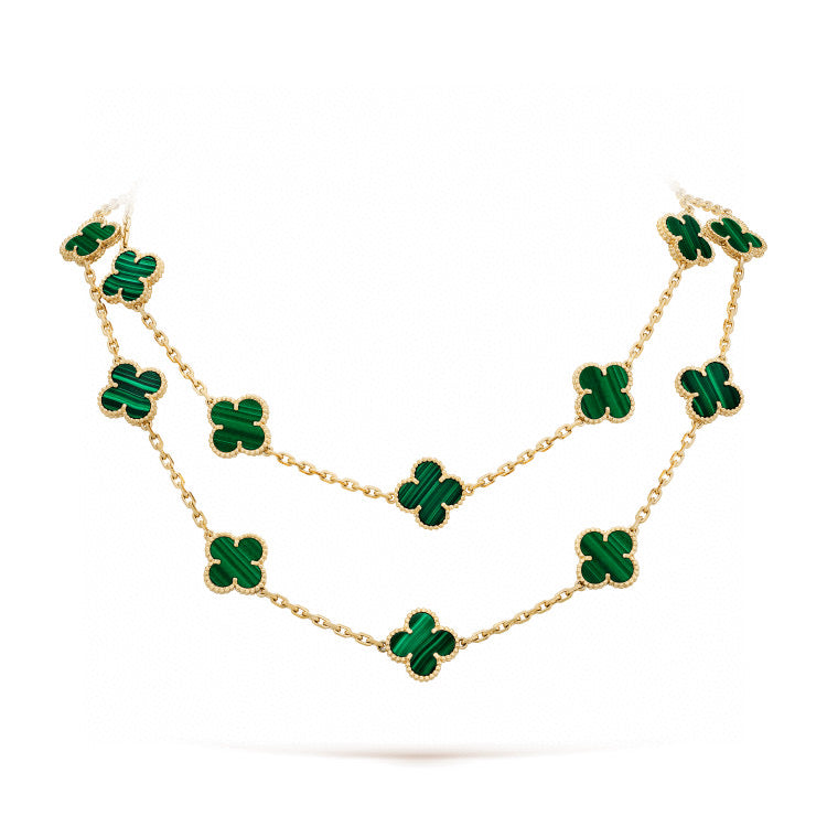 [Windsor Jewelry]CLOVER 20 MOTIFS MALACHITE GOLD