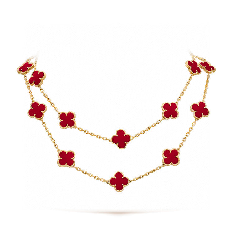 [Windsor Jewelry]CLOVER 20 MOTIFS CARNELIAN NECKLACE
