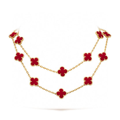 [Windsor Jewelry]CLOVER 20 MOTIFS CARNELIAN NECKLACE