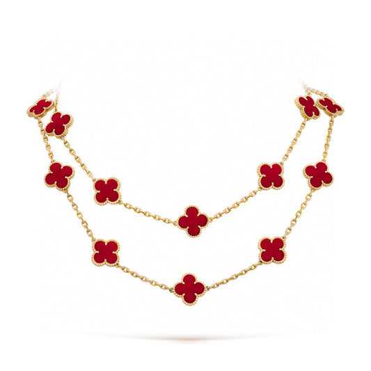 [Windsor Jewelry]CLOVER 20 MOTIFS CARNELIAN NECKLACE