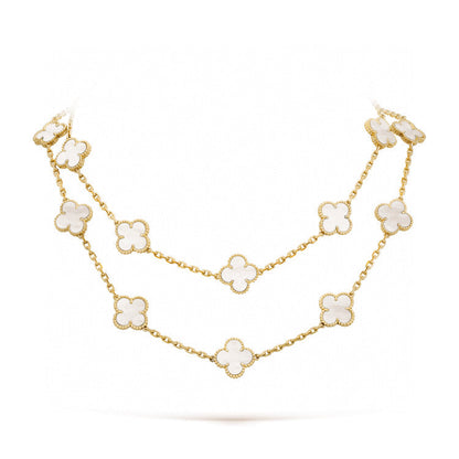 [Windsor Jewelry]CLOVER 20 MOTIFS WHITE MOP NECKLACE