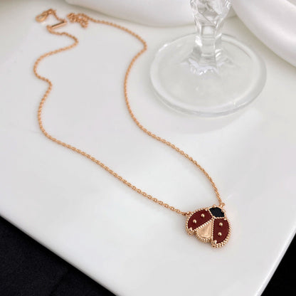 [Windsor Jewelry]LUCKY  CARNELIANS LADYBUG NECKLACE