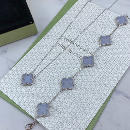 [Windsor Jewelry]CLOVER  5 MOTIF PURPLE CHALCEDONY BRACELET SILVER