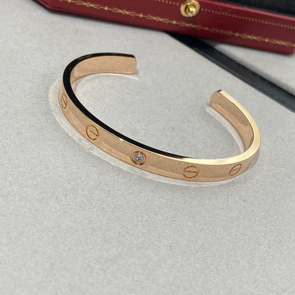 [Windsor Jewelry]LOVE BRACELET 6.1MM 1 DIAMOND OPEN CUFF