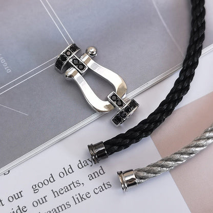 [Windsor Jewelry]FORCE LARGE HORSESHOE BLACK DIAMOND BRACELET SILVER