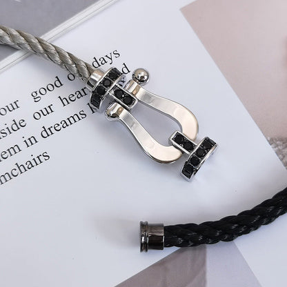 [Windsor Jewelry]FORCE LARGE HORSESHOE BLACK DIAMOND BRACELET SILVER