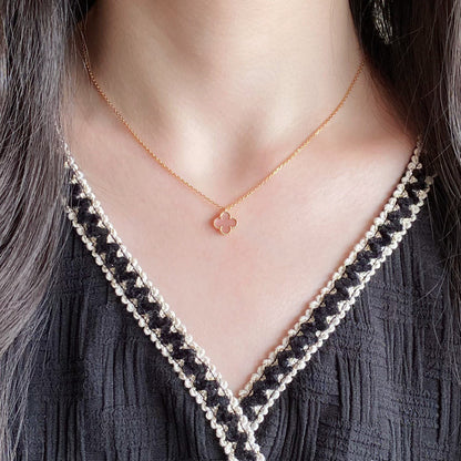 [Windsor Jewelry]CLOVER 15MM PINK MOTHER-OF-PEARL SINGLE FLOWER NECKLACE