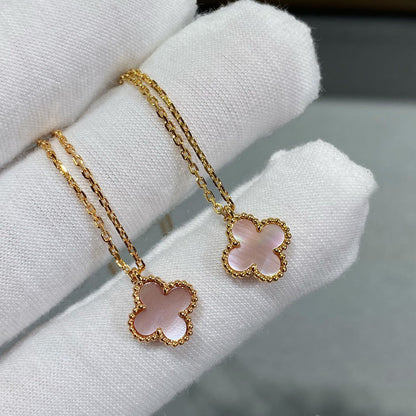 [Windsor Jewelry]CLOVER 15MM PINK MOTHER-OF-PEARL SINGLE FLOWER NECKLACE