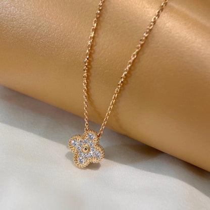 [Windsor Jewelry]CLOVER 15MM DIAMOND SINGLE FLOWER NECKLACE