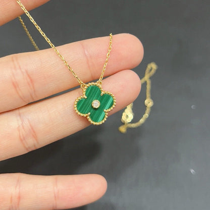 [Windsor Jewelry]CLOVER 15MM DIAMOND TURQUOISE NECKLACE