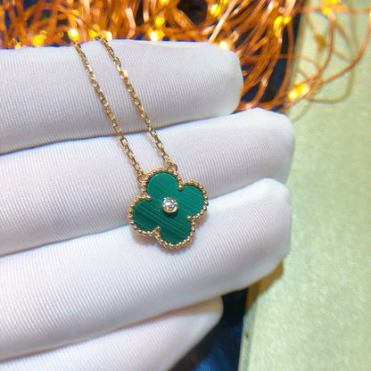 [Windsor Jewelry]CLOVER 15MM DIAMOND TURQUOISE NECKLACE