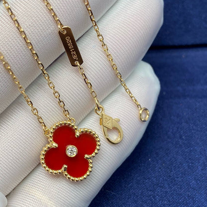 [Windsor Jewelry]CLOVER 15MM DIAMOND CARNELIAN NECKLACE