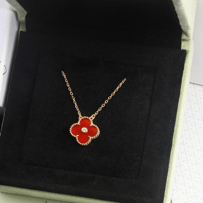 [Windsor Jewelry]CLOVER 15MM DIAMOND CARNELIAN NECKLACE