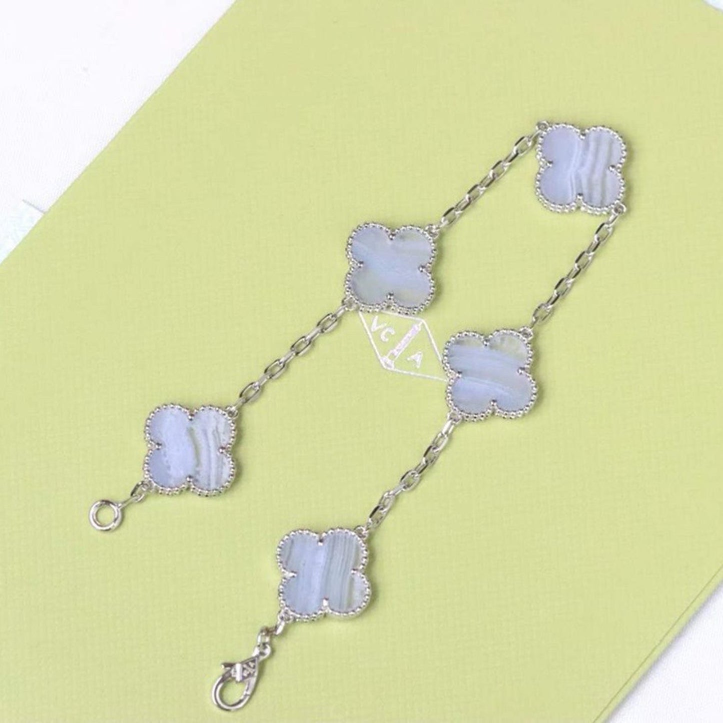 [Windsor Jewelry]CLOVER  5 MOTIF PURPLE CHALCEDONY BRACELET SILVER
