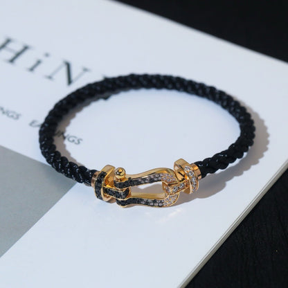 [Windsor Jewelry]FORCE LARGE HORSESHOE BLACK WHITE DIAMOND BRACELET ROSE GOLD