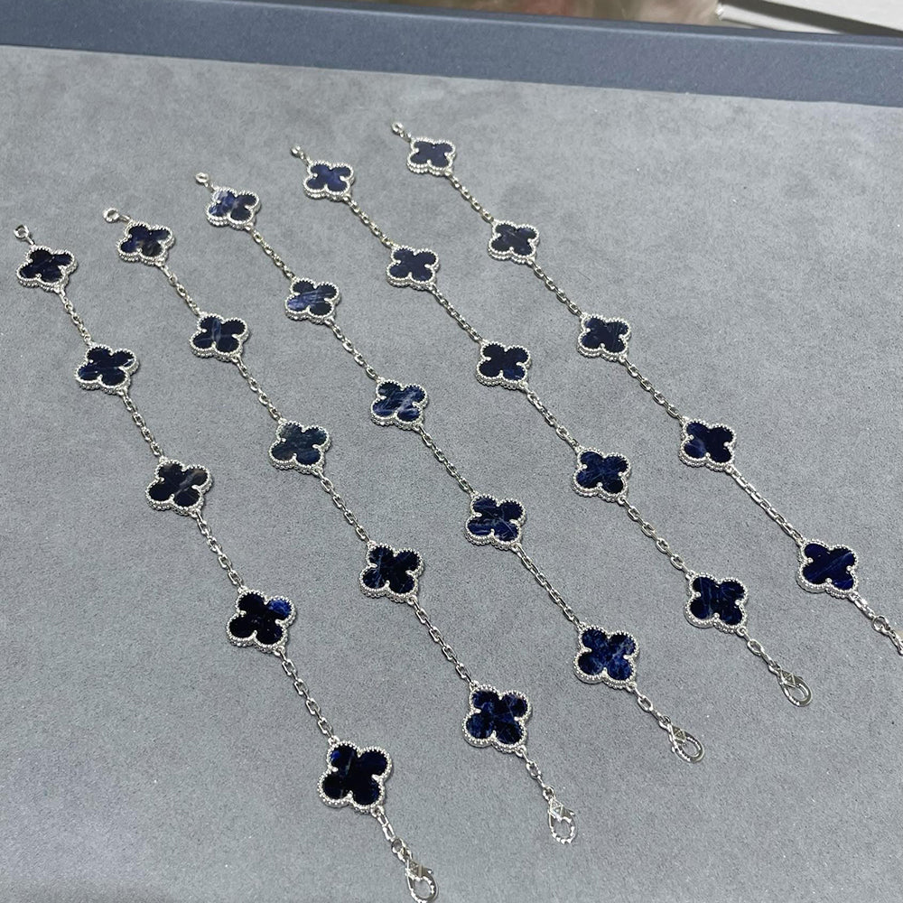 [Windsor Jewelry]CLOVER 5 MOTIF PIETERSITE SILVER BRACELET