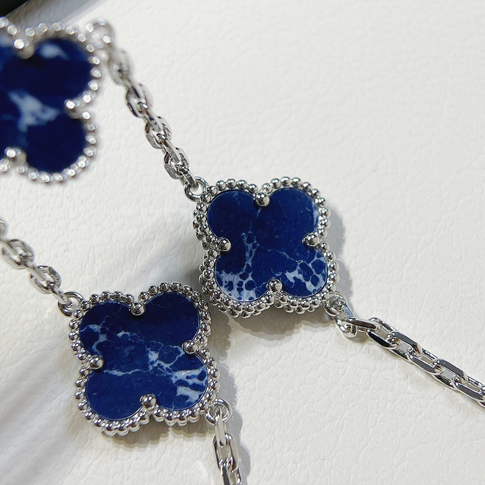 [Windsor Jewelry]CLOVER 5 MOTIF PIETERSITE SILVER BRACELET