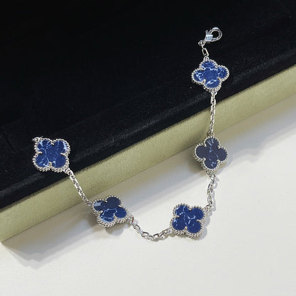 [Windsor Jewelry]CLOVER 5 MOTIF PIETERSITE SILVER BRACELET