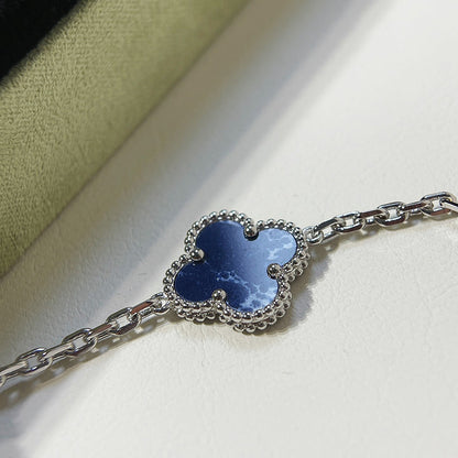 [Windsor Jewelry]CLOVER 5 MOTIF PIETERSITE SILVER BRACELET