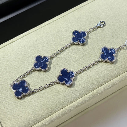 [Windsor Jewelry]CLOVER 5 MOTIF PIETERSITE SILVER BRACELET